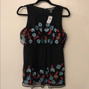 Black embroidered maternity tank top